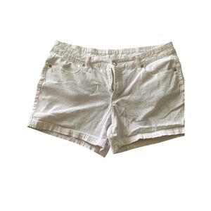 Faded‎ Glory Womens White Denim Shorts Casual Five Pocket Design Size 14